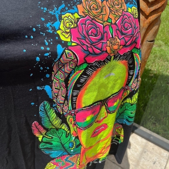 Frida T-shirts,Handmade Serigraphy Tshirt Artisanal Designs, Glow - Picture 3 of 10